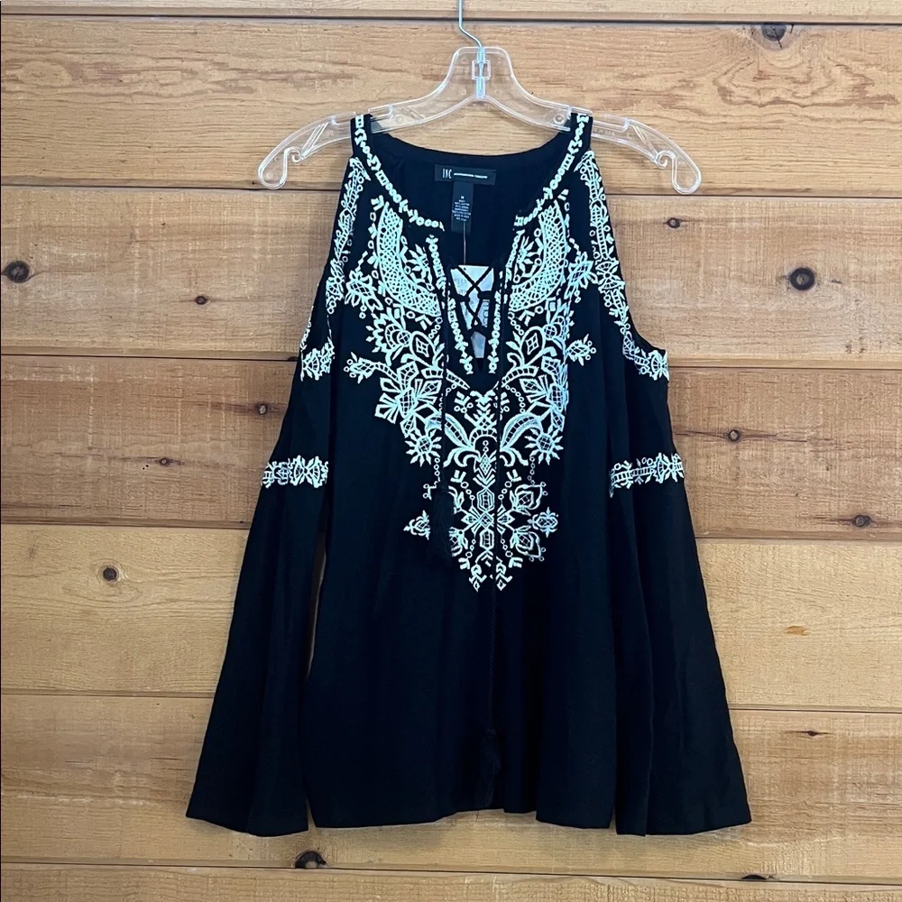 INC international concepts cold shoulder long sleeve blouse NWT - Picture 1 of 5
